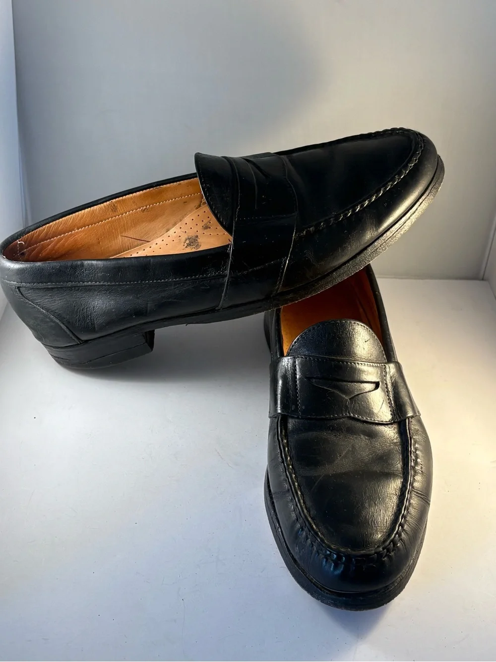 Allen Edmonds Mens Sz 13 A Cameron Penny Loafers Black Leather Slip On Shoes USA